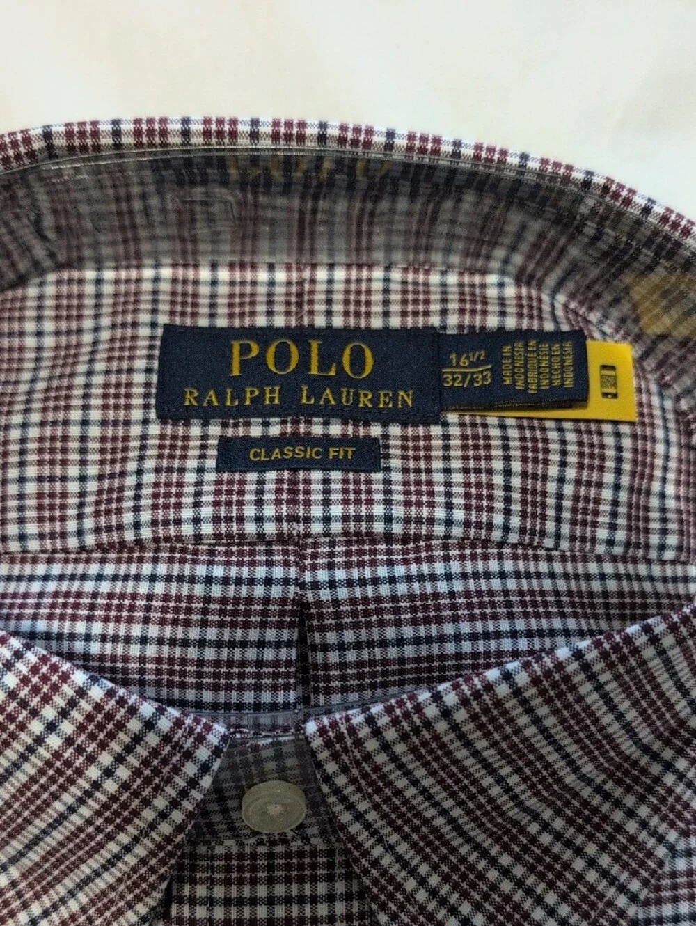 Polo by Ralph Lauren Men's Burgundy and Black Mini Check Button-Down Shirt